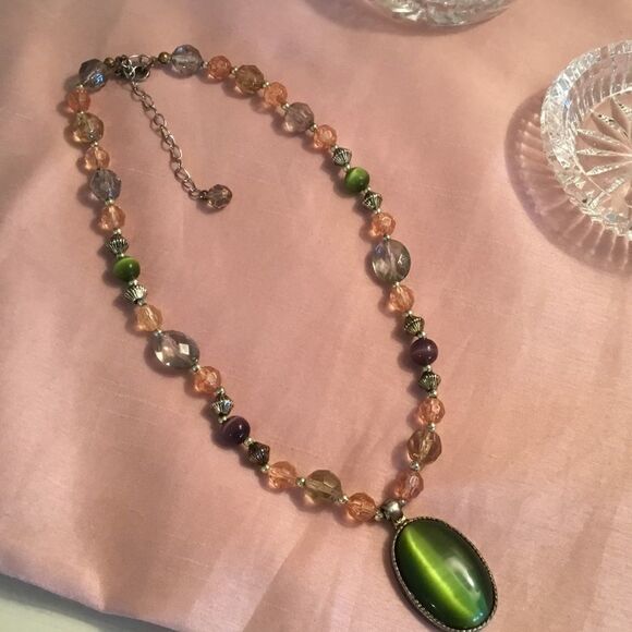 Silvertone Adjustable Beaded Necklace - Picture 3 of 4